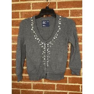 American Eagle Women’s Cardigan Rhinestone Sparkle Gray XS
